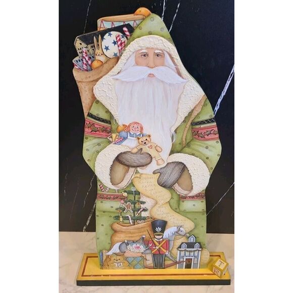 Special Wishes Father Christmas Hand Painted Statue Figure Wooden FolkArt 20½" - Picture 2 of 16